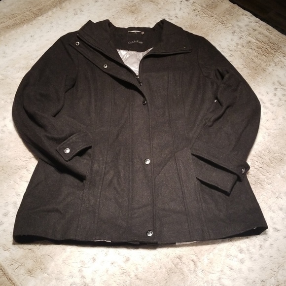 Calvin Klein Jackets & Blazers - Calvin Klein Wool w Quilted Lining Zip Up Coat